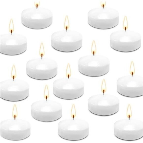 Natural Color Water Floating Mini Candle Discs for Weddings (24 Candles) - Picture 1 of 5